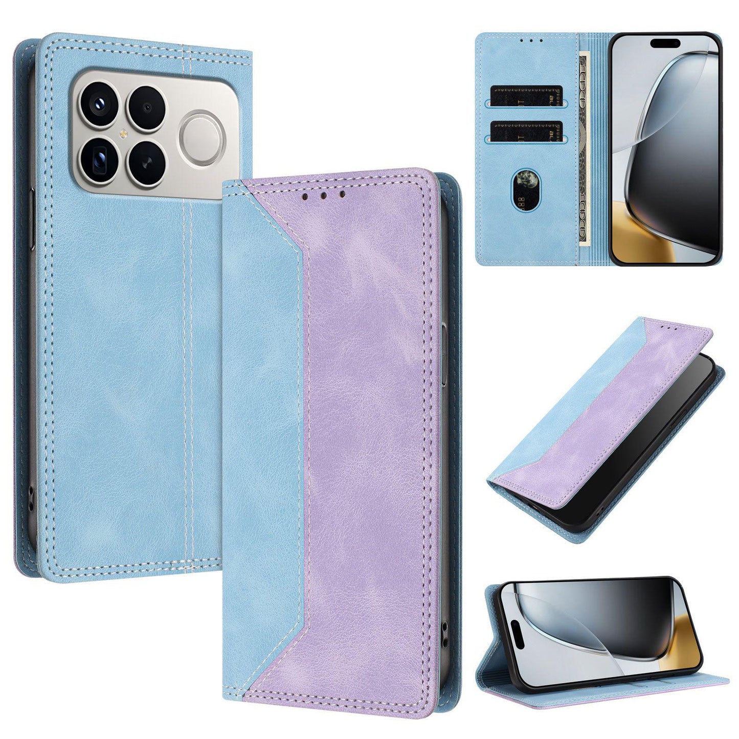 For Redmi K90 Pro Max / Poco F8 Ultra Skin Feel Two-tone RFID Blocking Vegan Leather Phone Case(Purple)