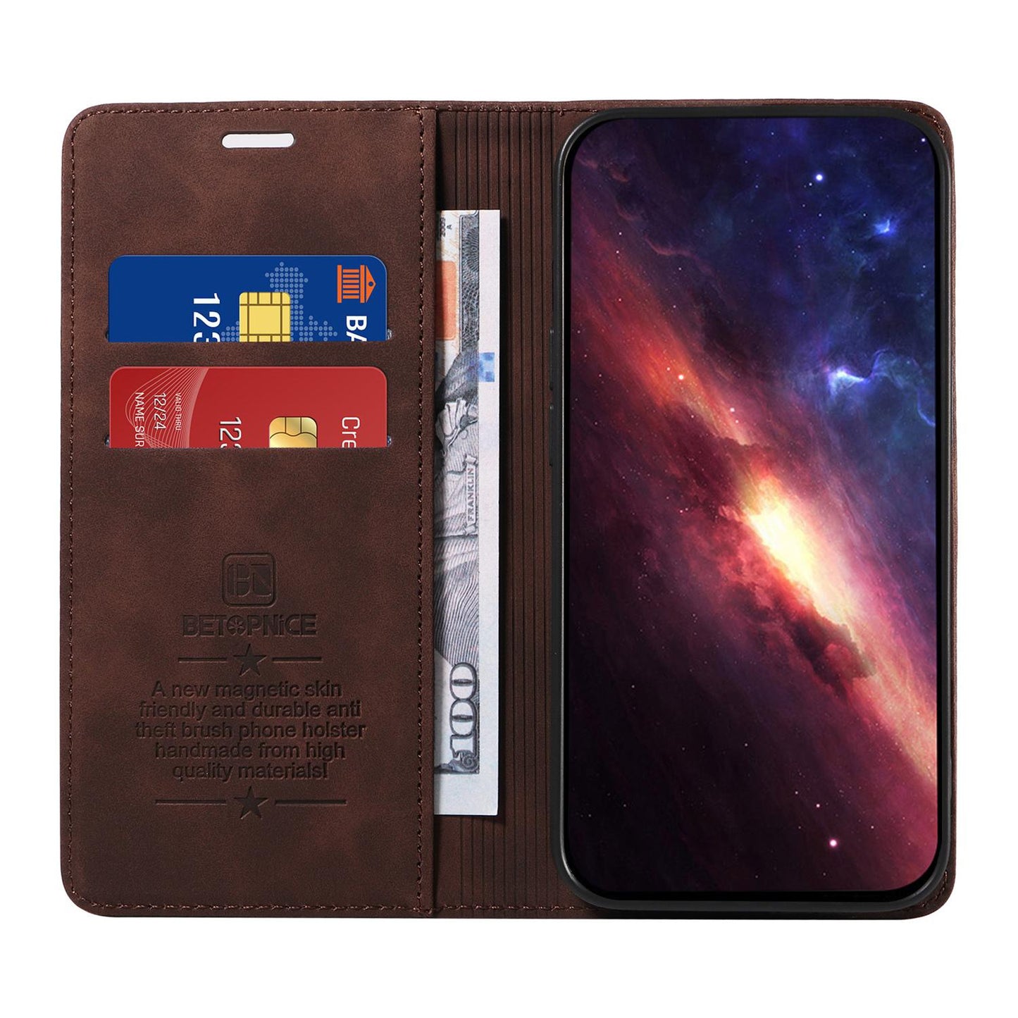 For Redmi 17 5G / 4G Global 170mm BETOPNICE Suction RFID Anti-theft Leather Phone Case(Brown)