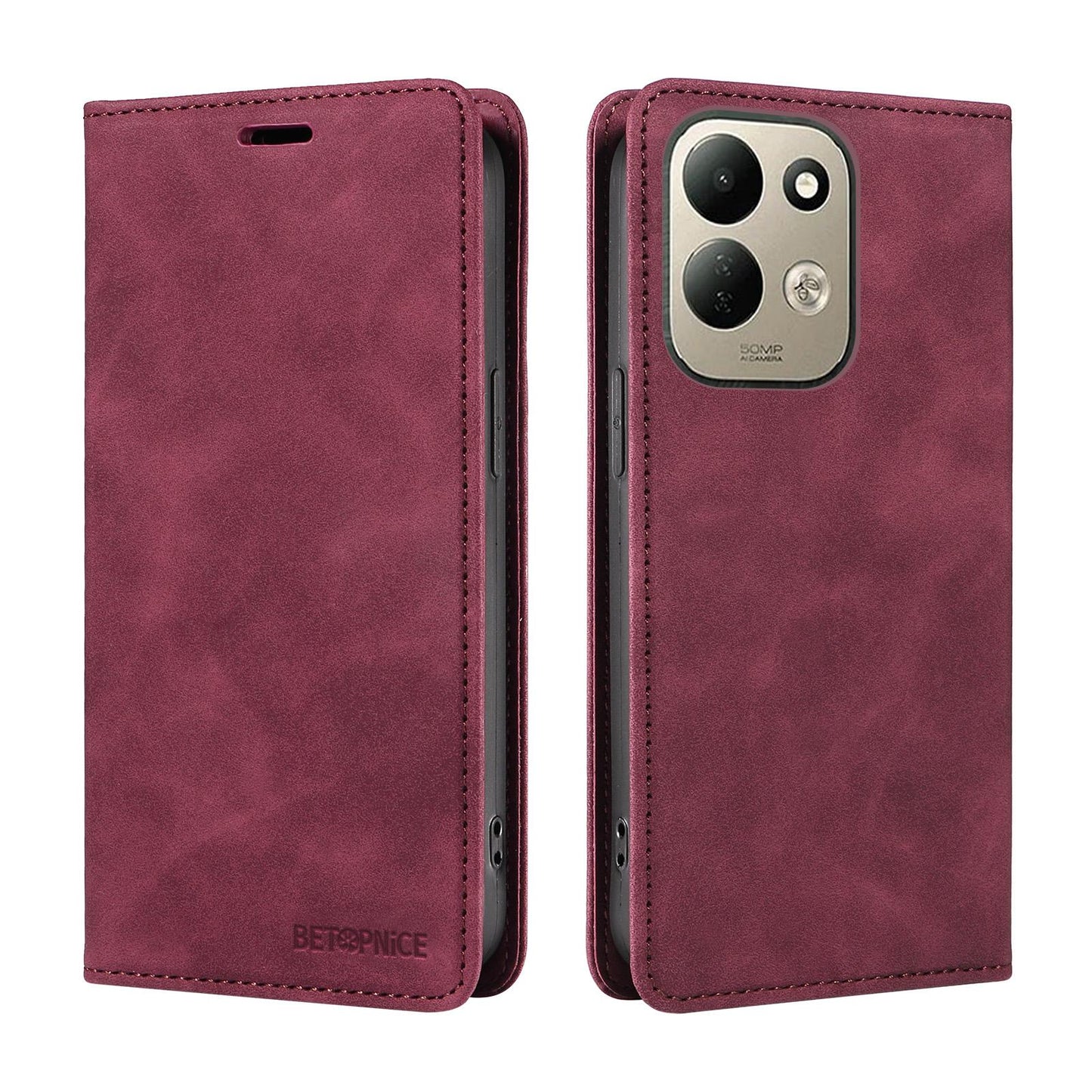 For Redmi 17 5G / 4G Global 170mm BETOPNICE Suction RFID Anti-theft Leather Phone Case(Wine Red)