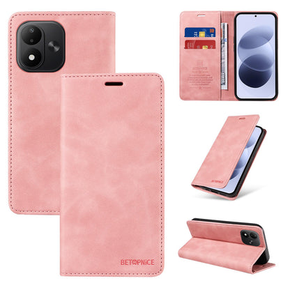 For Redmi Note 17 5G / 4G Global 171mm BETOPNICE Suction RFID Anti-theft Leather Phone Case(Pink)