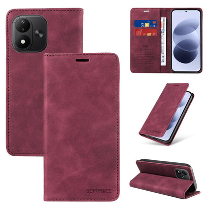 For Redmi Note 17 5G / 4G Global 171mm BETOPNICE Suction RFID Anti-theft Leather Phone Case(Wine Red)