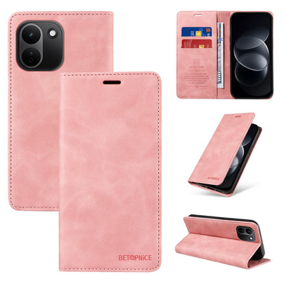 For Redmi Note 17 Pro+ 5G Global 163mm BETOPNICE Suction RFID Anti-theft Leather Phone Case(Pink)