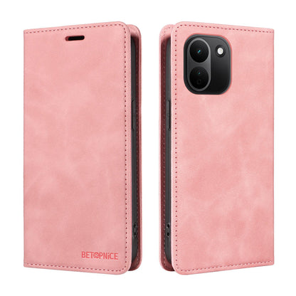 For Redmi Note 17 Pro+ 5G Global 163mm BETOPNICE Suction RFID Anti-theft Leather Phone Case(Pink)