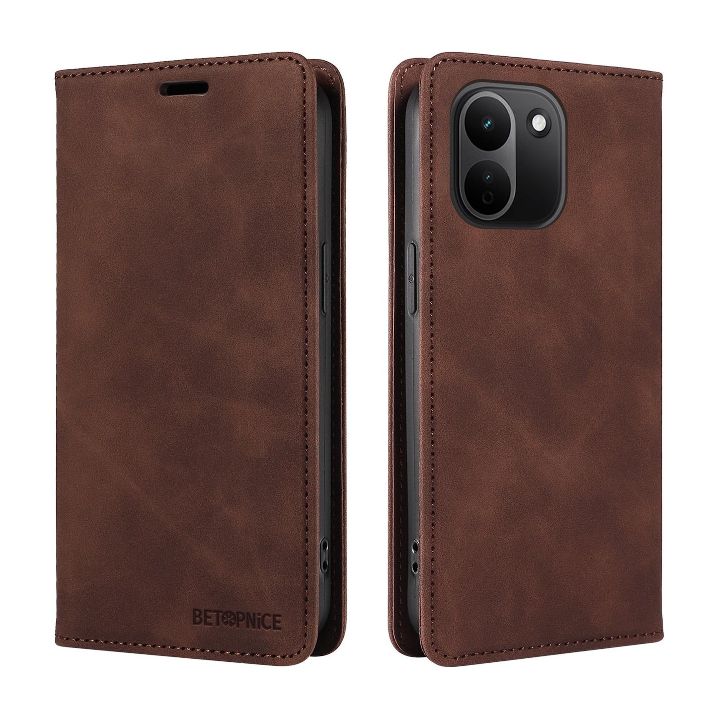 For Redmi Note 17 Pro+ 5G Global 163mm BETOPNICE Suction RFID Anti-theft Leather Phone Case(Brown)
