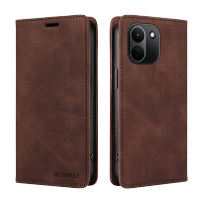 For Redmi Note 17 Pro+ 5G Global 163mm BETOPNICE Suction RFID Anti-theft Leather Phone Case(Brown)