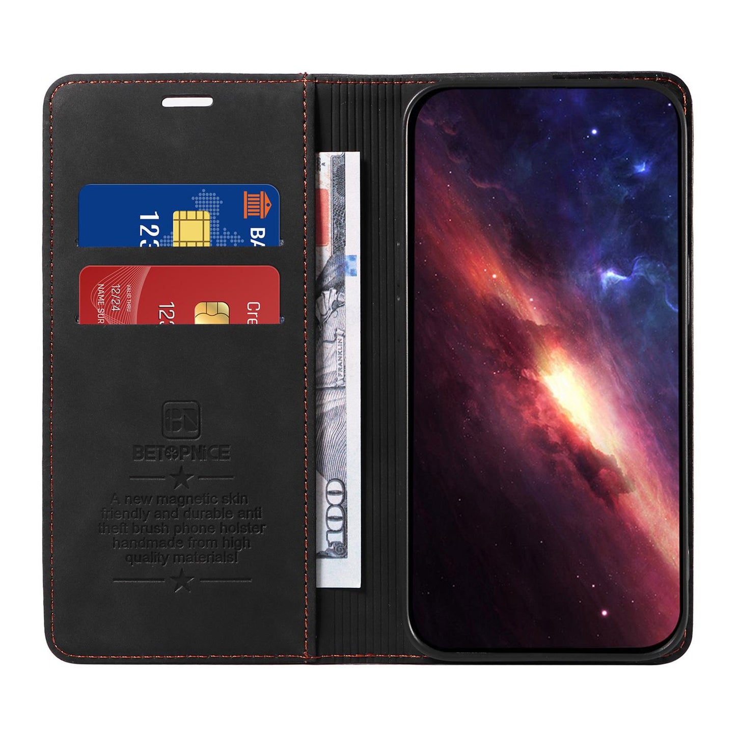 For Redmi Note 17 Pro+ 5G Global 163mm BETOPNICE Suction RFID Anti-theft Leather Phone Case(Black)