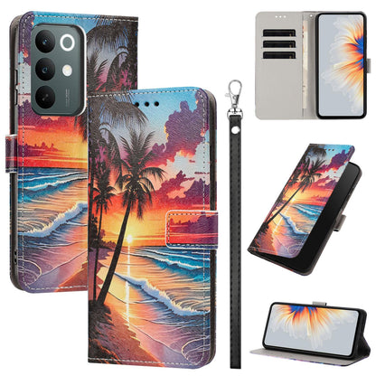 For Realme C100 / C100i / C100x 4G Painted Pattern Vegan Leather Phone Case with Strap - Hawaii - EDA009449624C