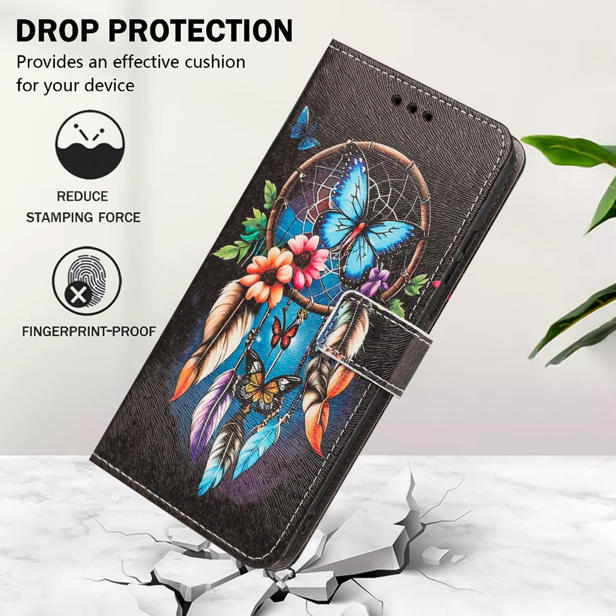 For Realme C100 / C100i / C100x 4G Painted Pattern Vegan Leather Phone Case with Strap - Dreamcatcher - EDA009449624G