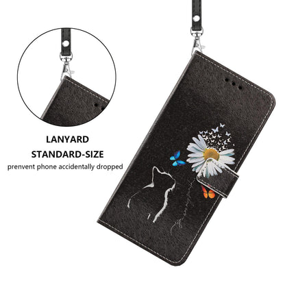 For Realme 16T 5G Painted Pattern Vegan Leather Phone Case with Strap - Daisy Cat - EDA009449625D