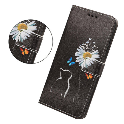 For Realme 16T 5G Painted Pattern Vegan Leather Phone Case with Strap - Daisy Cat - EDA009449625D