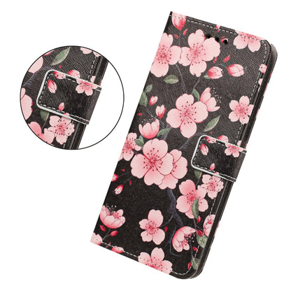 For Realme 16T 5G Painted Pattern Vegan Leather Phone Case with Strap - Sakura - EDA009449625E