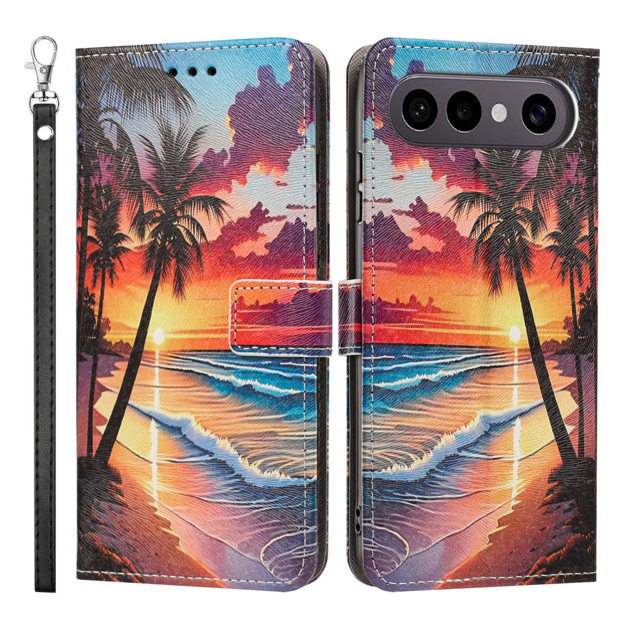 For vivo X300 FE 5G / S50 Pro mini 5G Painted Pattern Vegan Leather Phone Case with Strap - Hawaii - EDA009456529C