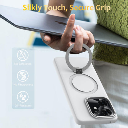 For Honor X6d 5G / 500 Smart Global  Gen1.5 Pivot Ring Holder TPU Hybrid PC Phone Case(White)