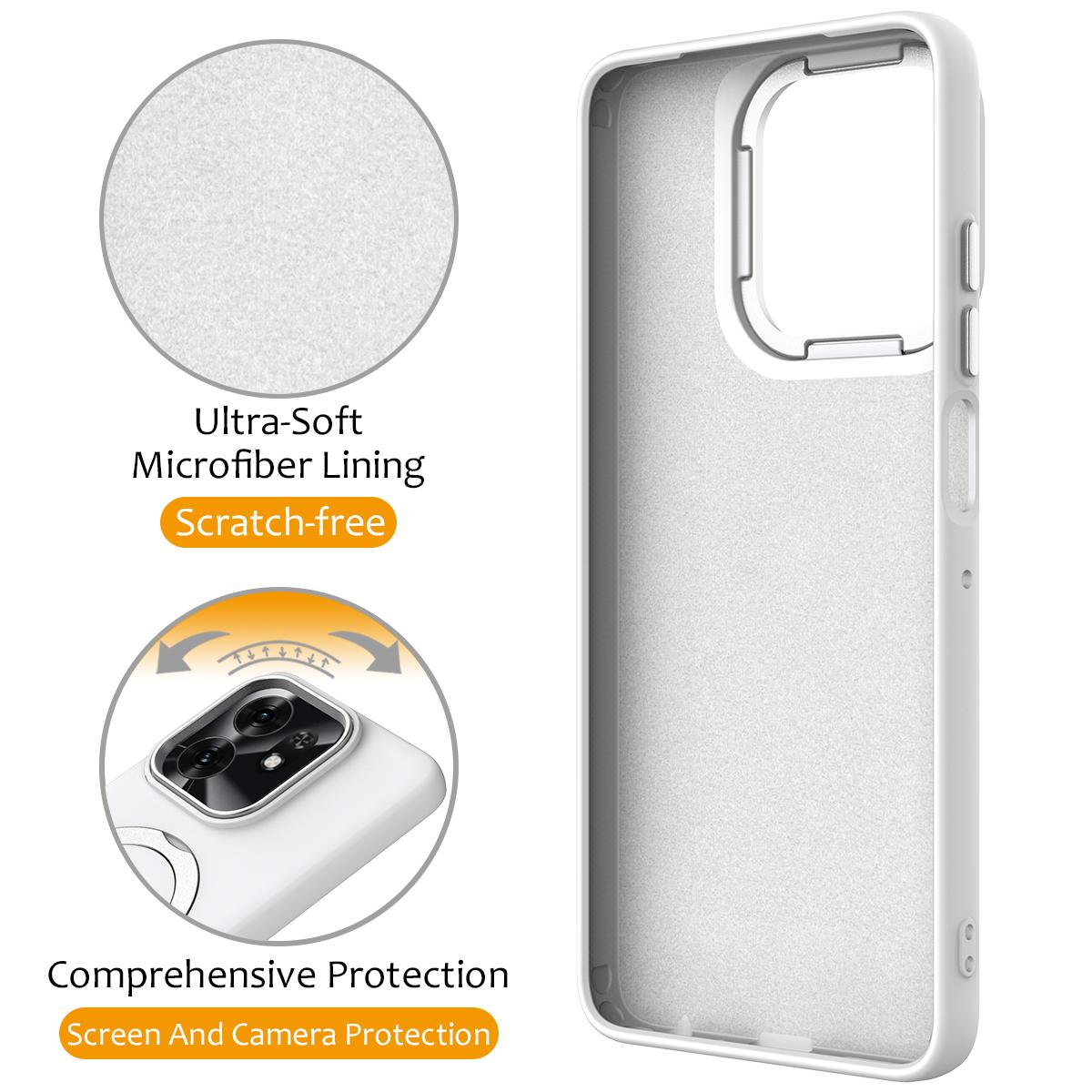 For Honor X6d 5G / 500 Smart Global  Gen1.5 Pivot Ring Holder TPU Hybrid PC Phone Case(White)