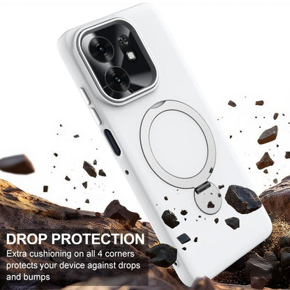 For Honor X6d 5G / 500 Smart Global  Gen1.5 Pivot Ring Holder TPU Hybrid PC Phone Case(White)