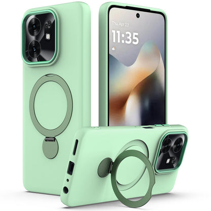 For Honor X6d 5G / 500 Smart Global  Gen1.5 Pivot Ring Holder TPU Hybrid PC Phone Case(Green)