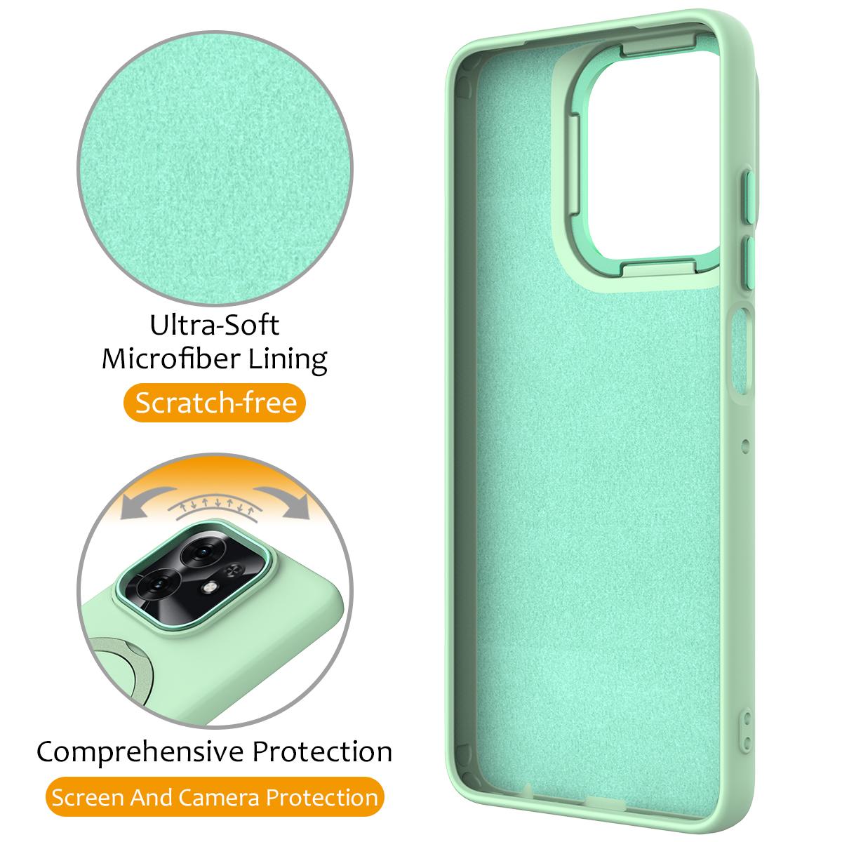 For Honor X6d 5G / 500 Smart Global  Gen1.5 Pivot Ring Holder TPU Hybrid PC Phone Case(Green)