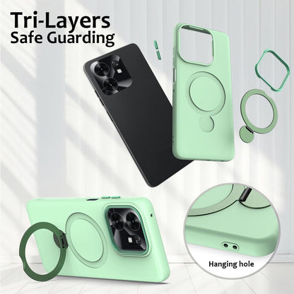 For Honor X6d 5G / 500 Smart Global  Gen1.5 Pivot Ring Holder TPU Hybrid PC Phone Case(Green)