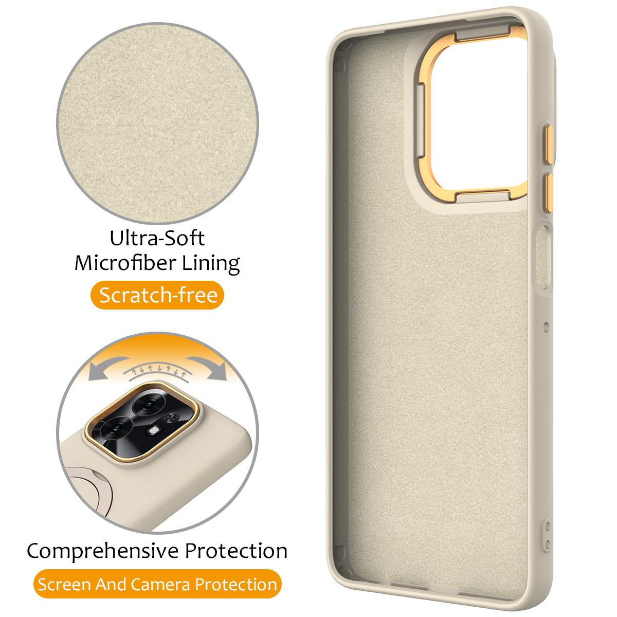 For Honor X6d 5G / 500 Smart Global  Gen1.5 Pivot Ring Holder TPU Hybrid PC Phone Case(Apricot)