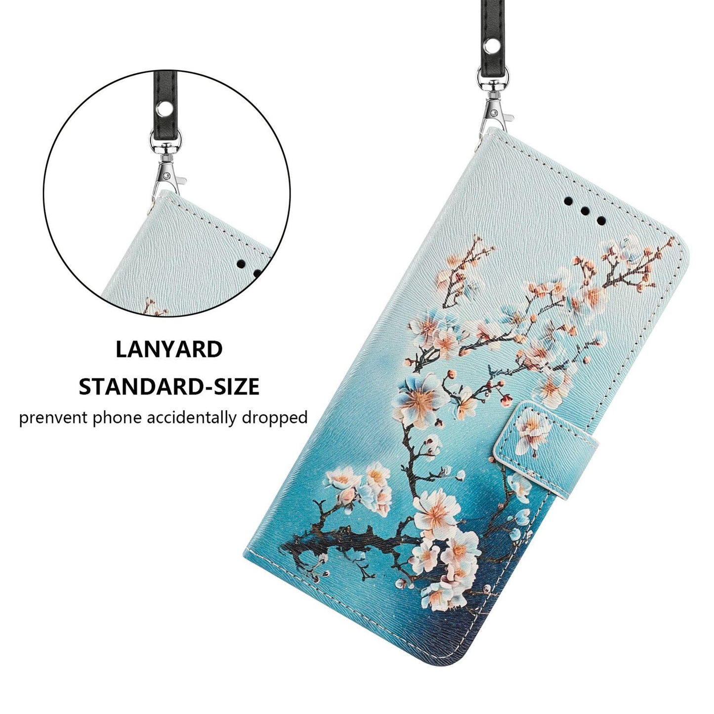 For Redmi K90 Pro Max/Poco F8 Ultra 5G Painted Pattern Vegan Leather Phone Case with Strap(Plum Blossom)