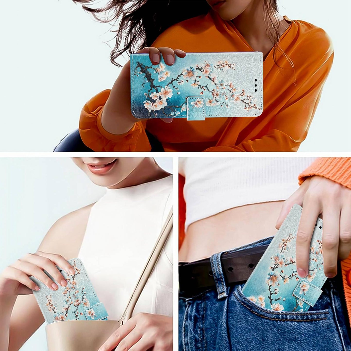 For Redmi K90 Pro Max/Poco F8 Ultra 5G Painted Pattern Vegan Leather Phone Case with Strap(Plum Blossom)