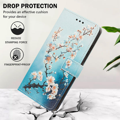 For Redmi K90 Pro Max/Poco F8 Ultra 5G Painted Pattern Vegan Leather Phone Case with Strap(Plum Blossom)