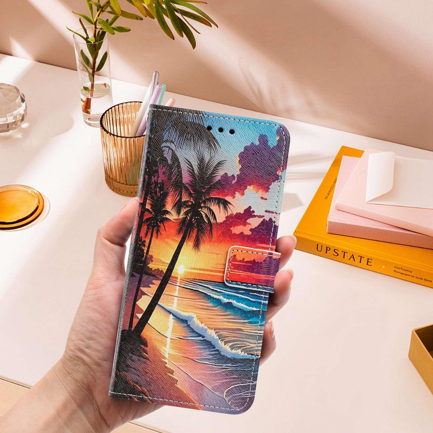 For Redmi K90 Pro Max/Poco F8 Ultra 5G Painted Pattern Vegan Leather Phone Case with Strap(Hawaii)