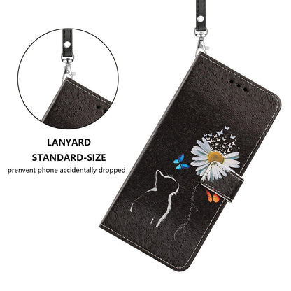 For Redmi K90 Pro Max/Poco F8 Ultra 5G Painted Pattern Vegan Leather Phone Case with Strap(Daisy Cat)