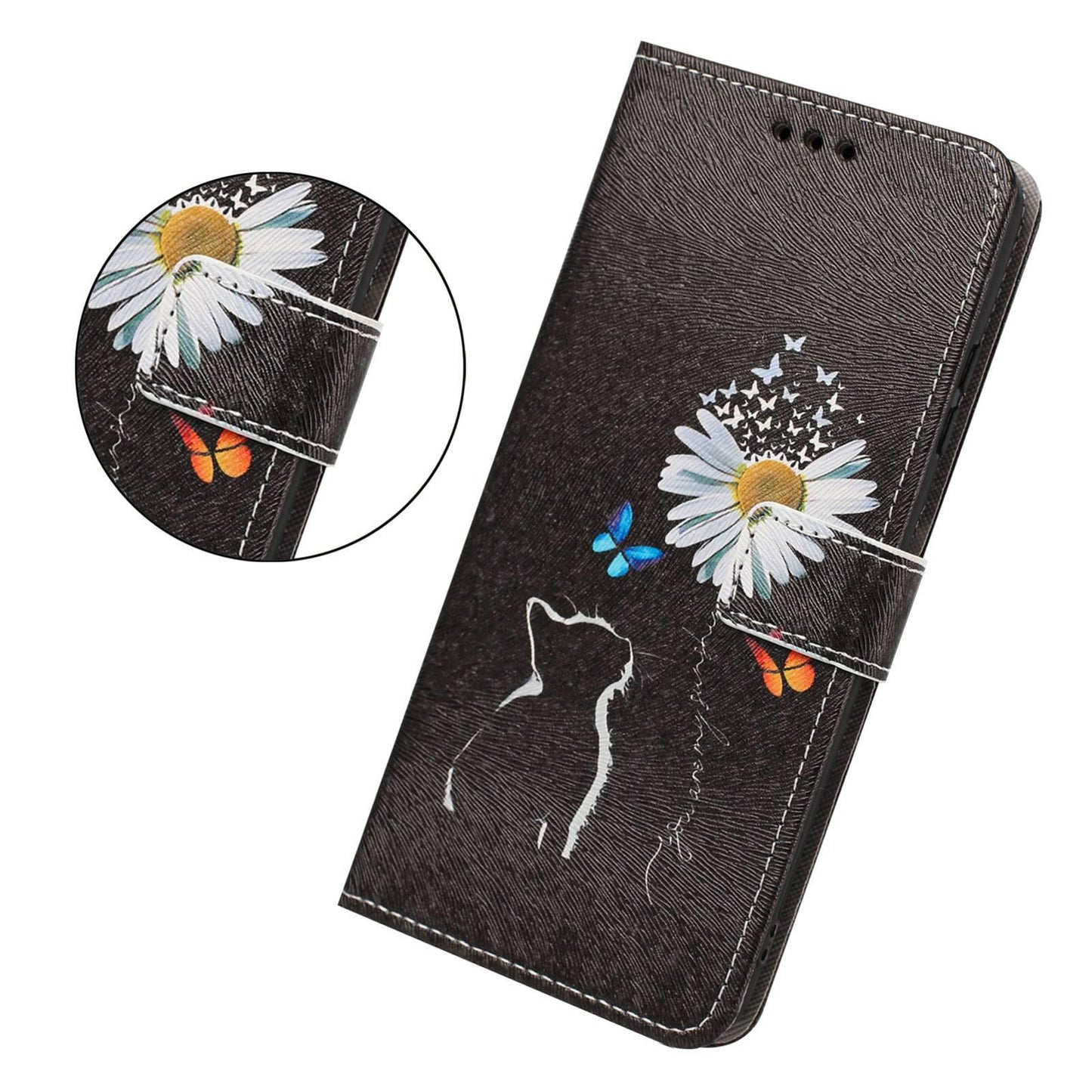For Redmi K90 Pro Max/Poco F8 Ultra 5G Painted Pattern Vegan Leather Phone Case with Strap(Daisy Cat)