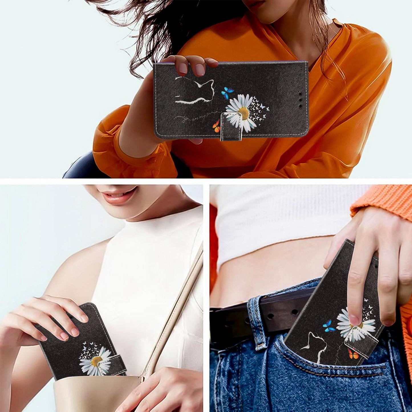 For Redmi K90 Pro Max/Poco F8 Ultra 5G Painted Pattern Vegan Leather Phone Case with Strap(Daisy Cat)