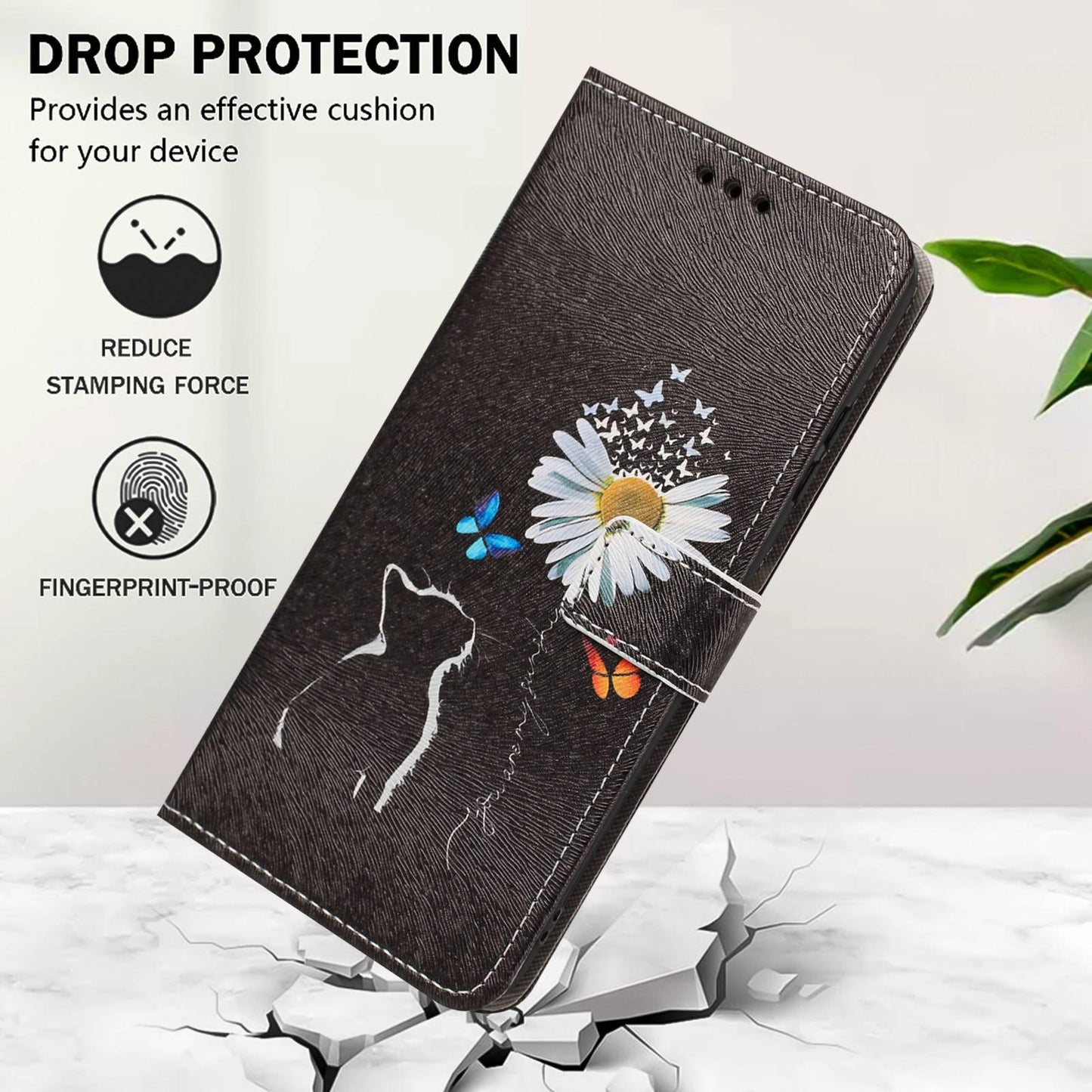 For Redmi K90 Pro Max/Poco F8 Ultra 5G Painted Pattern Vegan Leather Phone Case with Strap(Daisy Cat)