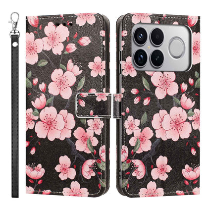 For Redmi K90 Pro Max/Poco F8 Ultra 5G Painted Pattern Vegan Leather Phone Case with Strap(Sakura)