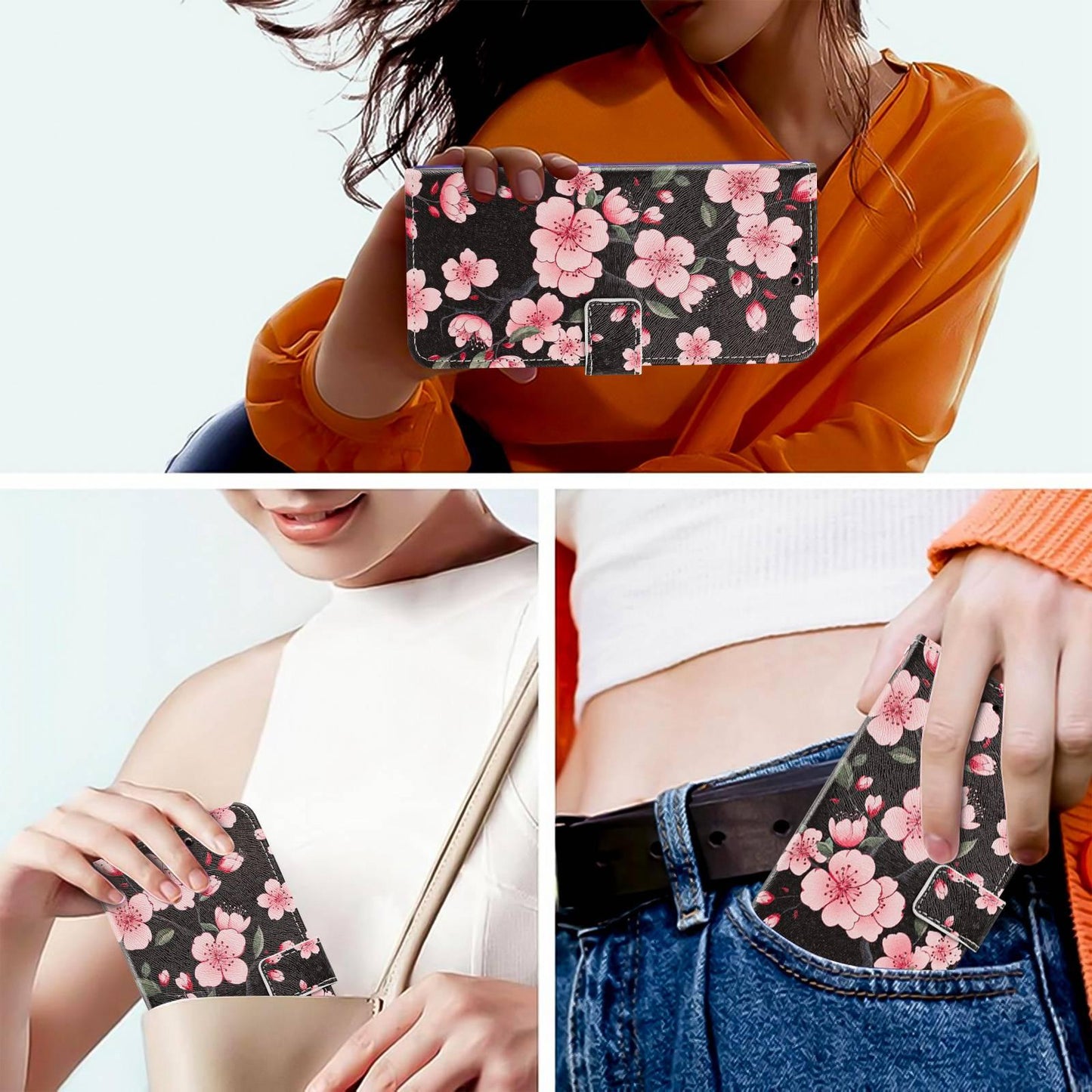 For Redmi K90 Pro Max/Poco F8 Ultra 5G Painted Pattern Vegan Leather Phone Case with Strap(Sakura)