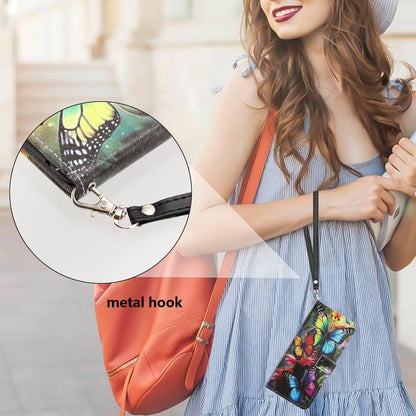 For Redmi K90 Pro Max/Poco F8 Ultra 5G Painted Pattern Vegan Leather Phone Case with Strap(Colorful Butterfly)
