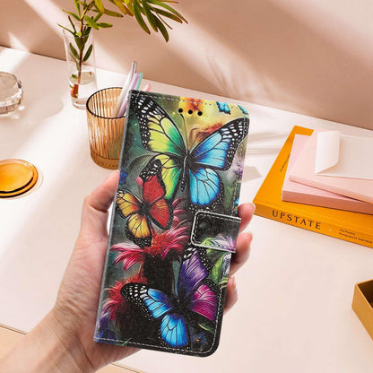 For Redmi K90 Pro Max/Poco F8 Ultra 5G Painted Pattern Vegan Leather Phone Case with Strap(Colorful Butterfly)