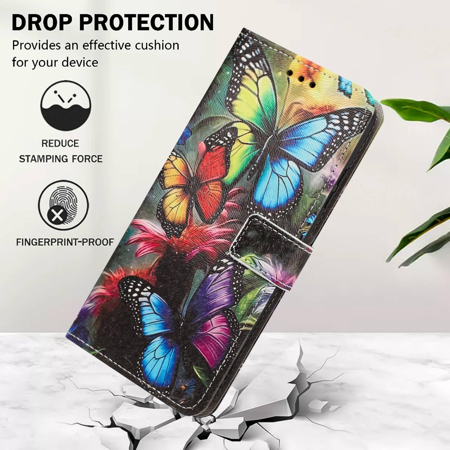 For Redmi K90 Pro Max/Poco F8 Ultra 5G Painted Pattern Vegan Leather Phone Case with Strap(Colorful Butterfly)