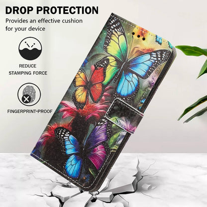 For Redmi K90 Pro Max/Poco F8 Ultra 5G Painted Pattern Vegan Leather Phone Case with Strap(Colorful Butterfly)