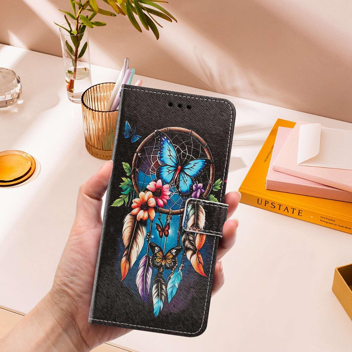 For Redmi K90 Pro Max/Poco F8 Ultra 5G Painted Pattern Vegan Leather Phone Case with Strap(Dreamcatcher)