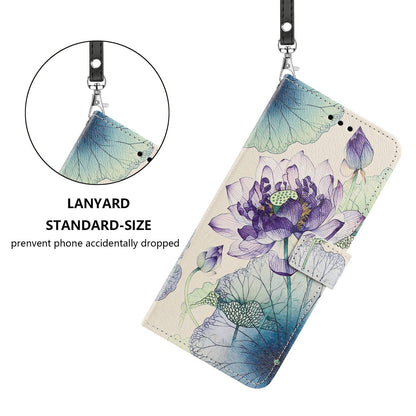 For Redmi K90 Pro Max/Poco F8 Ultra 5G Painted Pattern Vegan Leather Phone Case with Strap(Purple Lotus)