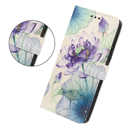 For Redmi K90 Pro Max/Poco F8 Ultra 5G Painted Pattern Vegan Leather Phone Case with Strap(Purple Lotus)