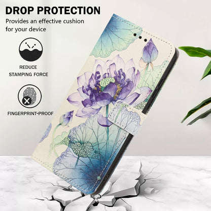 For Redmi K90 Pro Max/Poco F8 Ultra 5G Painted Pattern Vegan Leather Phone Case with Strap(Purple Lotus)