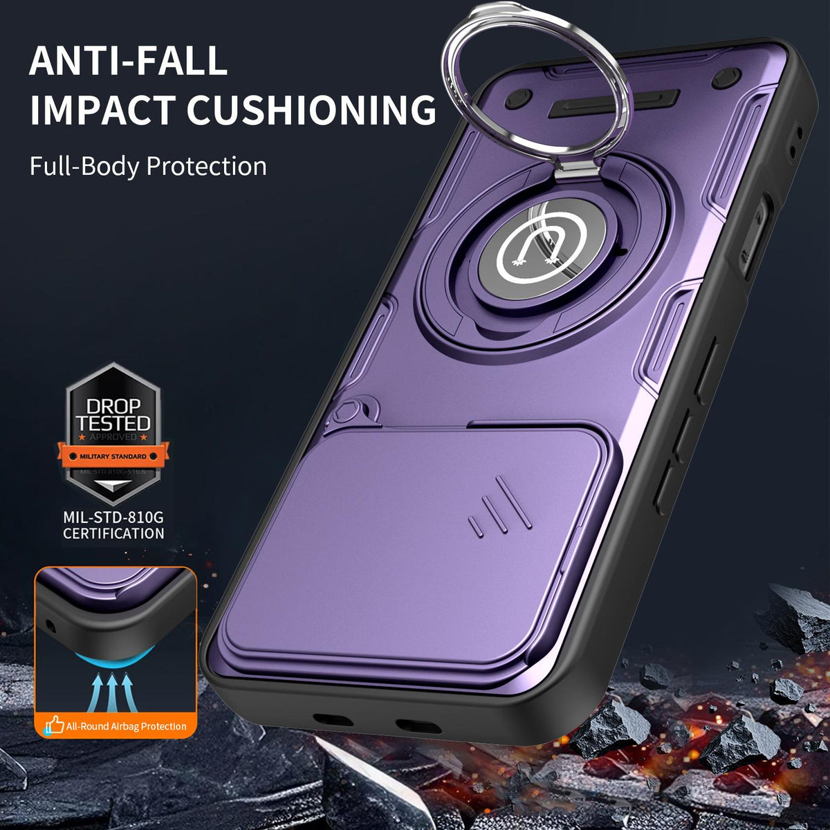 For Infinix Note 60 / Note 60 Pro 5G Sliding Camshield Holder Magnetic Phone Case - Orange - EDA009470707A