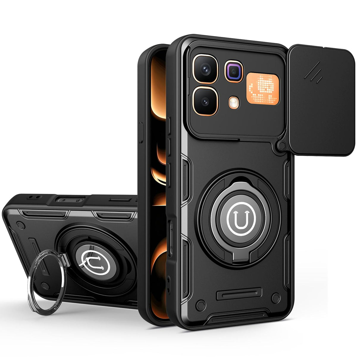 For Infinix Note 60 / Note 60 Pro 5G Sliding Camshield Holder Magnetic Phone Case - Black - EDA009470707D
