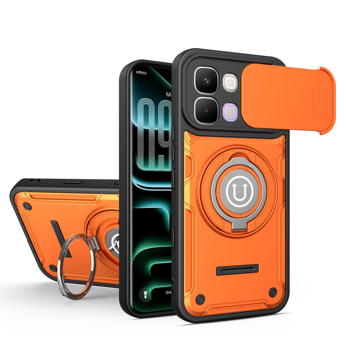 For Infinix Note Edge 5G Sliding Camshield Holder Magnetic Phone Case - Orange - EDA009470708A