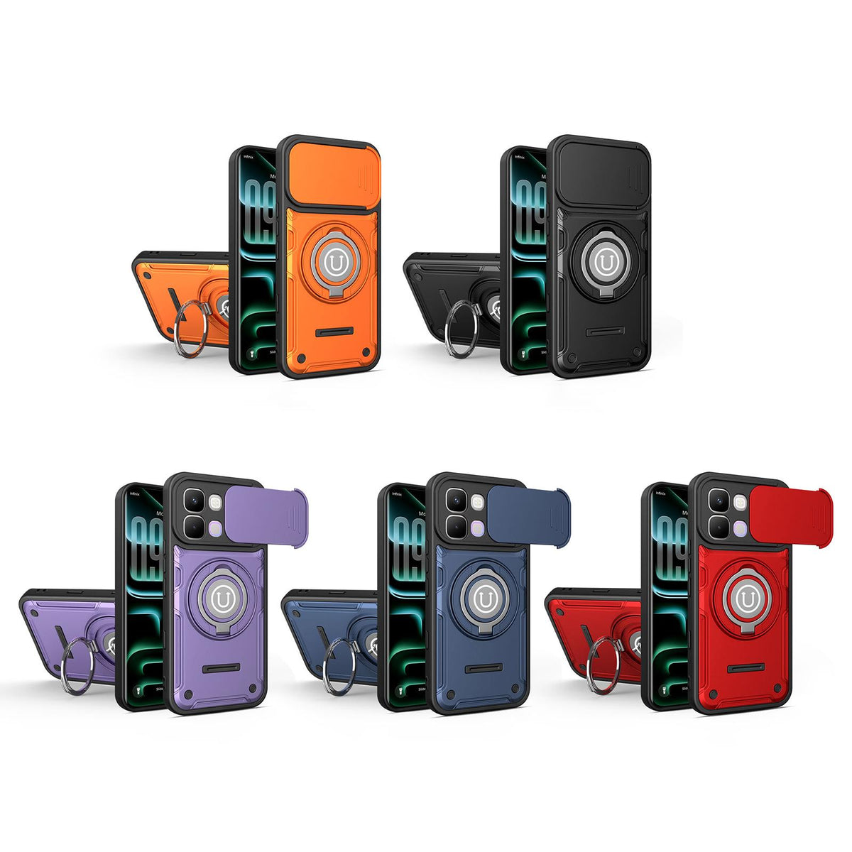 For Infinix Note Edge 5G Sliding Camshield Holder Magnetic Phone Case - Orange - EDA009470708A