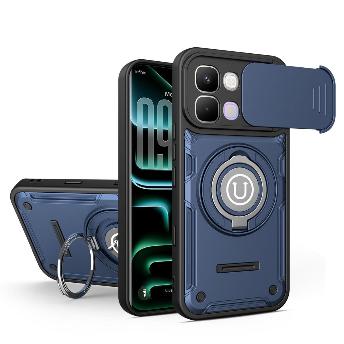 For Infinix Note Edge 5G Sliding Camshield Holder Magnetic Phone Case - Royal Blue - EDA009470708B