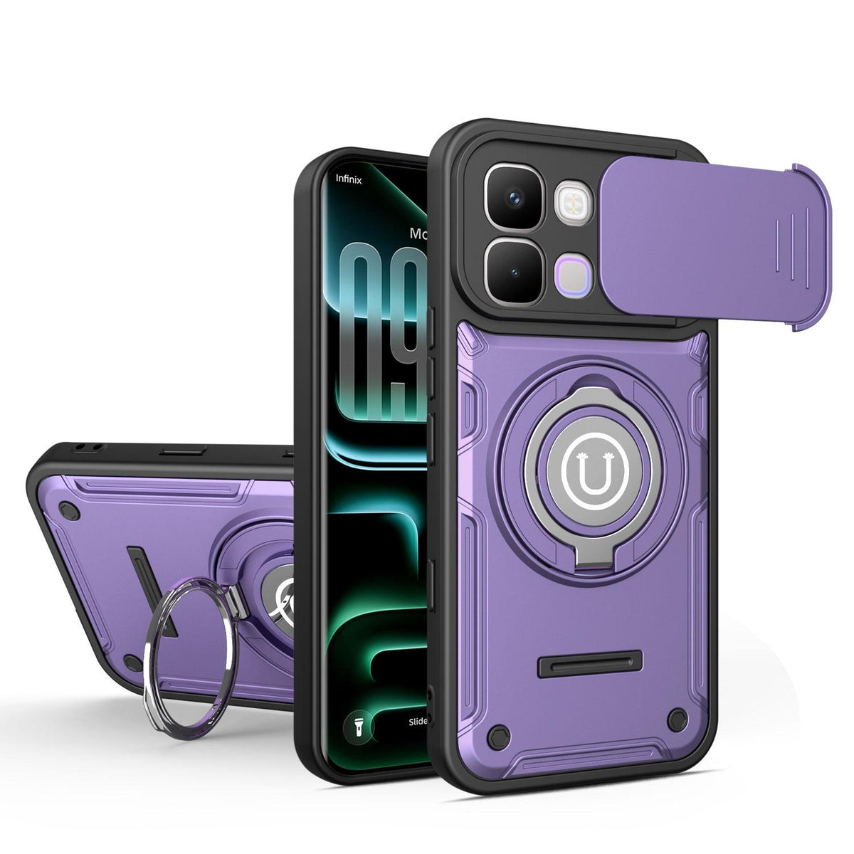 For Infinix Note Edge 5G Sliding Camshield Holder Magnetic Phone Case - Purple - EDA009470708C