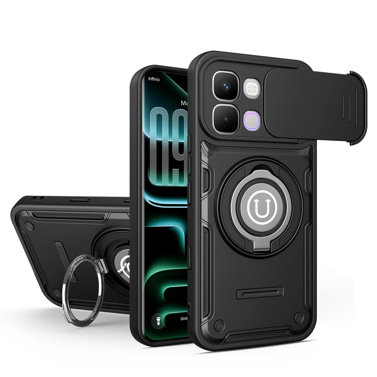 For Infinix Note Edge 5G Sliding Camshield Holder Magnetic Phone Case - Black - EDA009470708D