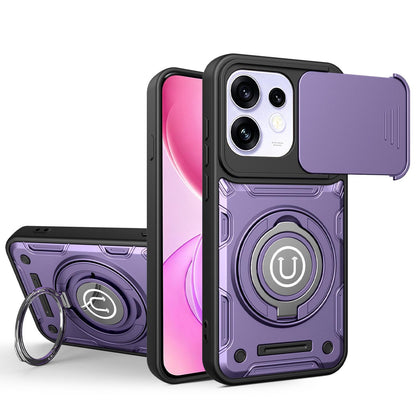 For OPPO Reno16 Pro 5G Global Sliding Camshield Holder Magnetic Phone Case - Purple - EDA009470812C