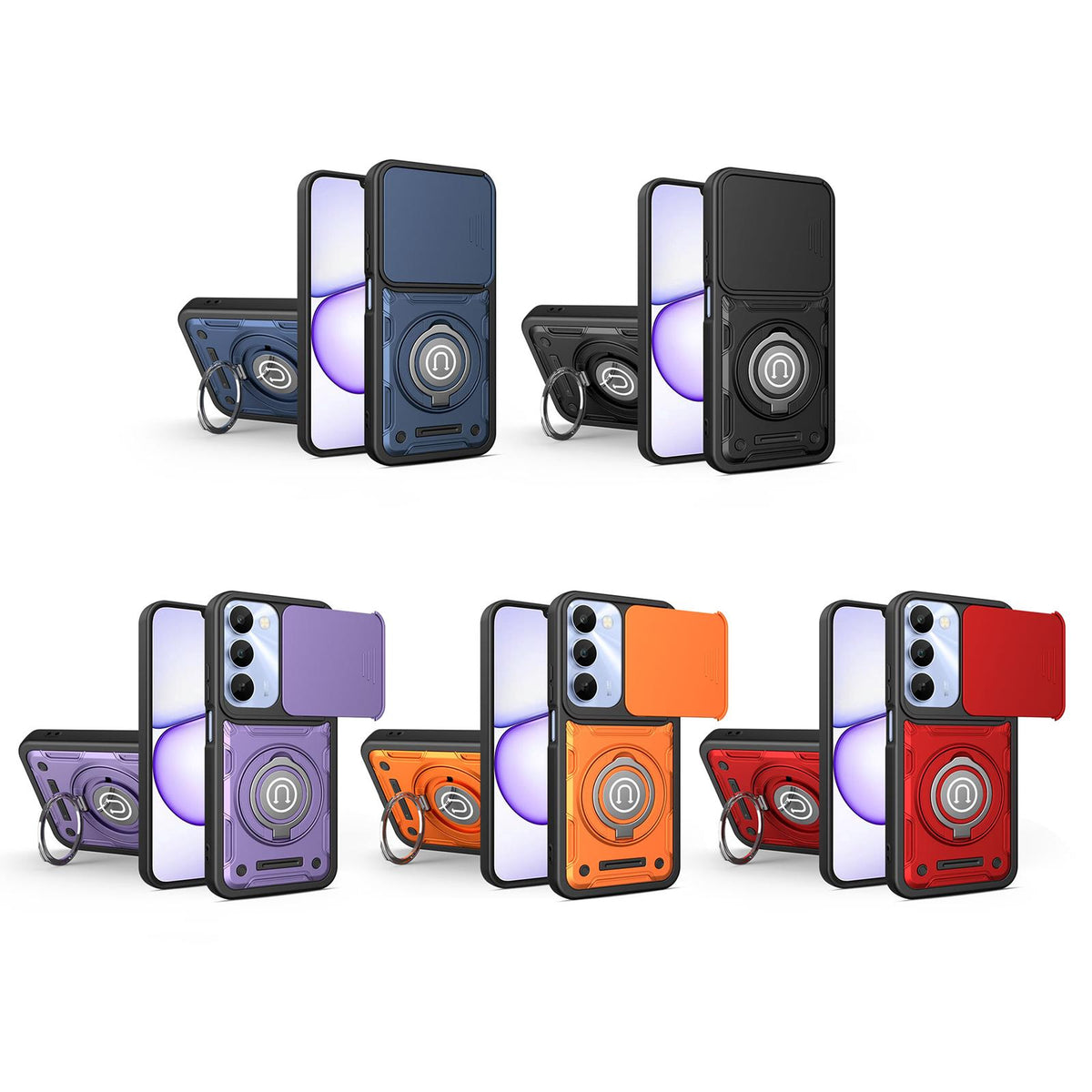 For Realme C100 4G / C100x / C100i 4G Sliding Camshield Holder Magnetic Phone Case - Royal Blue - EDA009471006B